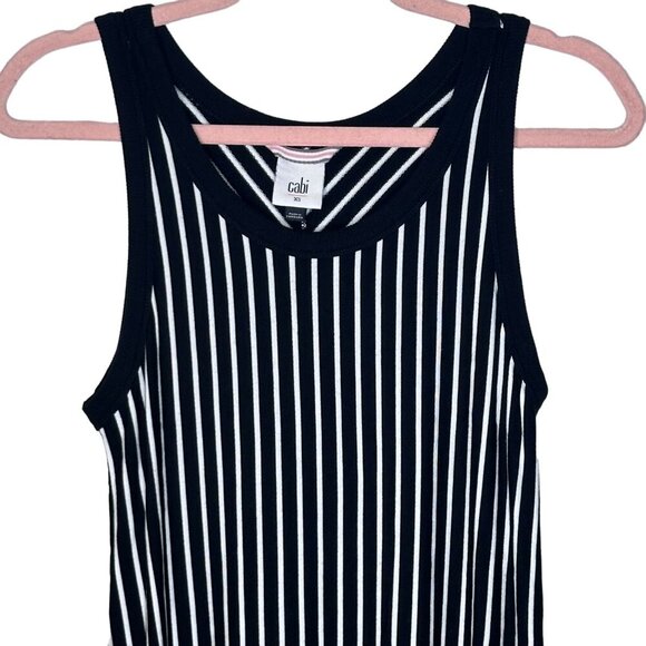 Cabi XS Striped Sleeveless Midi Dress Stretch Comfy Tiered Office Workwear Party - Picture 6 of 11